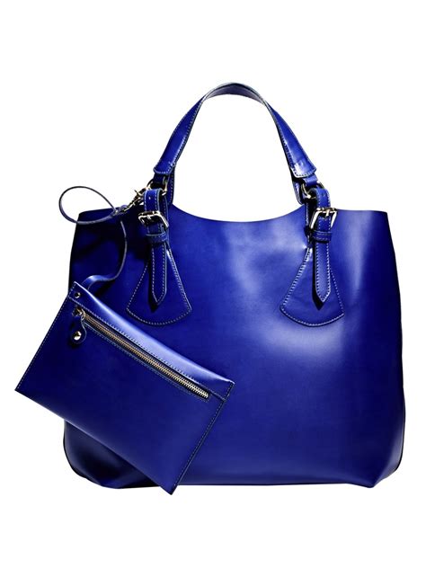 blue leather handbags